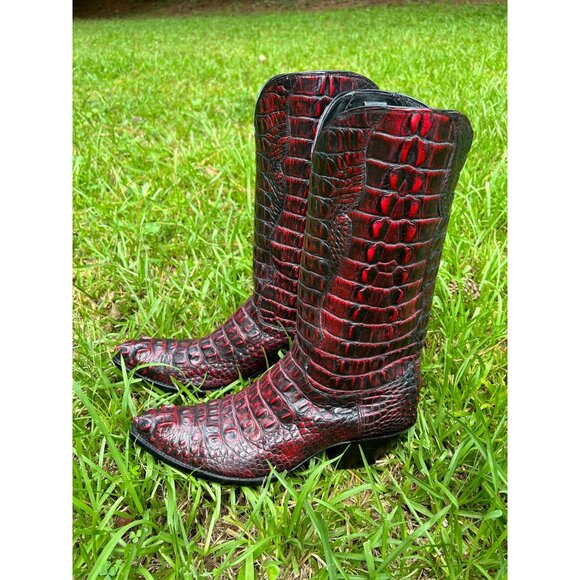 Tres Outlaws Black Cherry Hornback Alligator 11.5 Cowboy Western Boots $7500MSRP - Picture 1 of 16